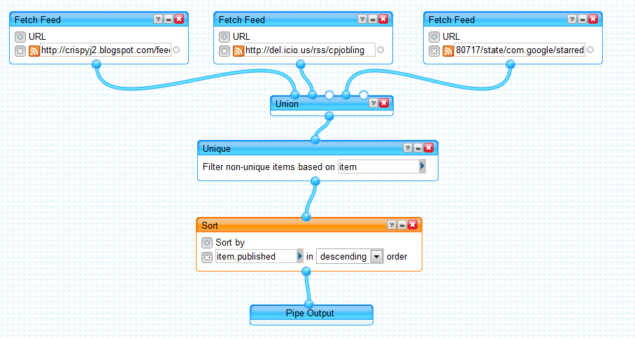 First step with Yahoo Pipes